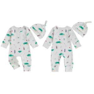 Boys and Girls Romper Stylish Elephant/Flamingo/Star Printed Short Sleeve with Matching Socks