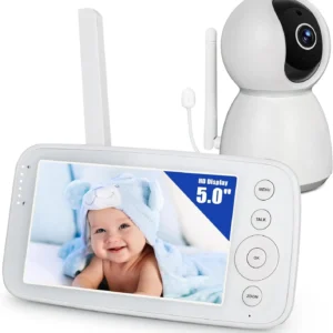 Baby Monitor Camera Audio 5" Screen 28Hrs Battery Video Camera Night Vision 2Way Talk 10 Lullabies Baby Nanny Security Cam