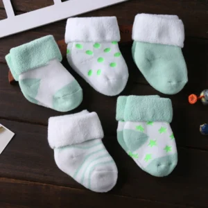 5Pairs unisex Non-Skid Baby Shoe Socks 0-12months Cotton