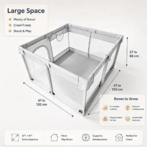Breathable Mesh Baby Playpen Baby, Sturdy & Safe Baby Fence for Infants & Toddlers, Indoor Outdoor Play Yard