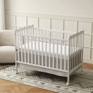 Convertible Wooden Baby Crib, Toddler Bed & Daybed, Removable Wheels