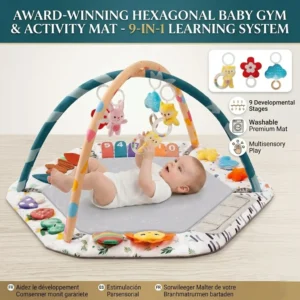 Large Baby Play Gym Mat with Sensory Toys 0-18m