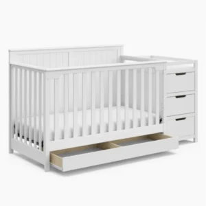 Modern Multifunction Furniture White Crib and Changing Table